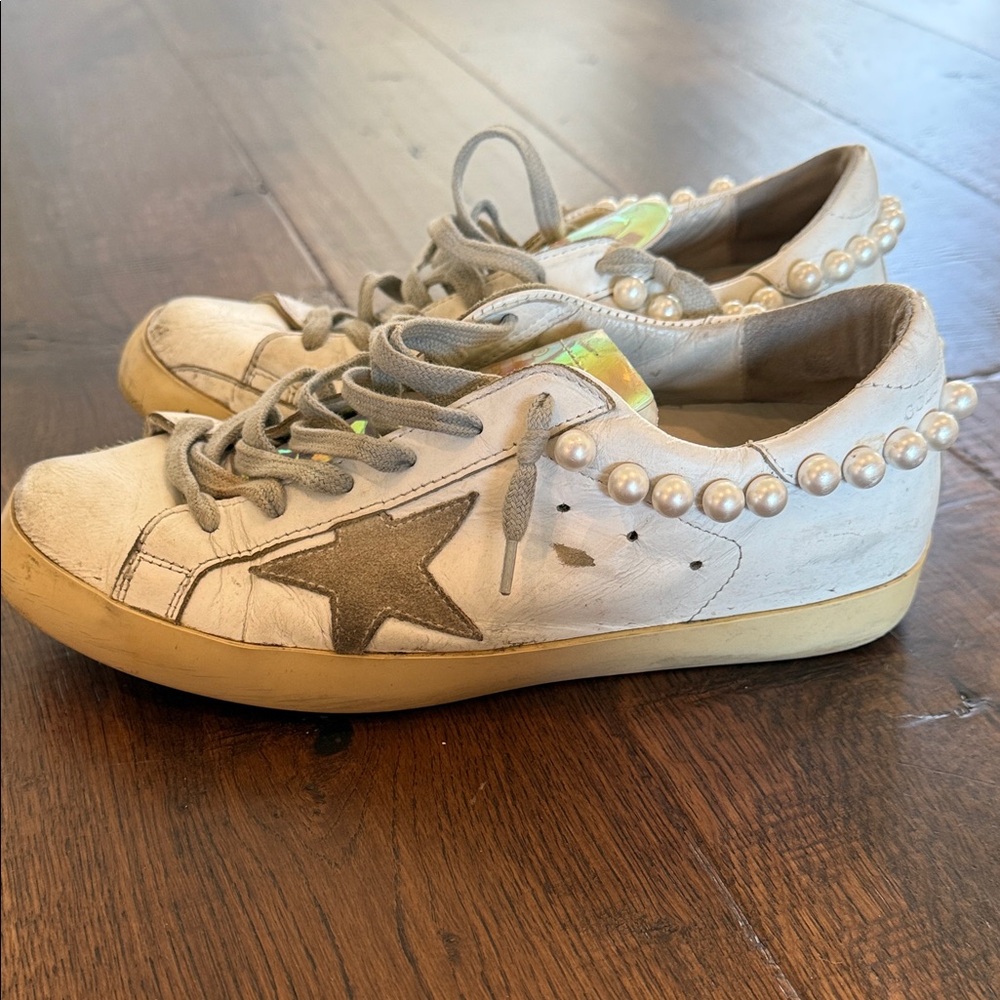 Golden Goose Iridescent Sneakers with Pearl Detail